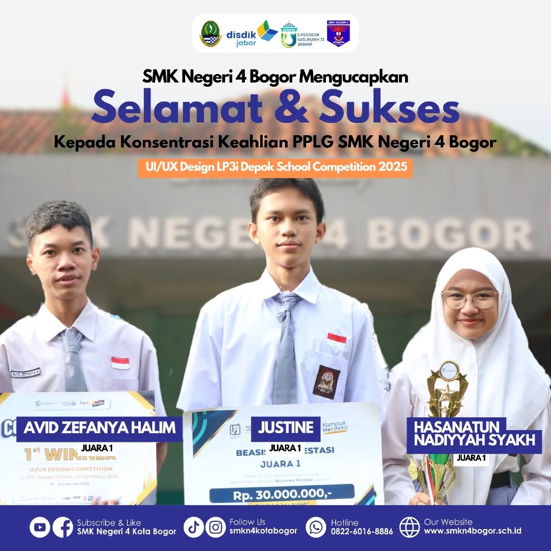 Tiga Siswi SMKN 4 Bogor Juara 1 UI/UX Design Competition LDSC 2025