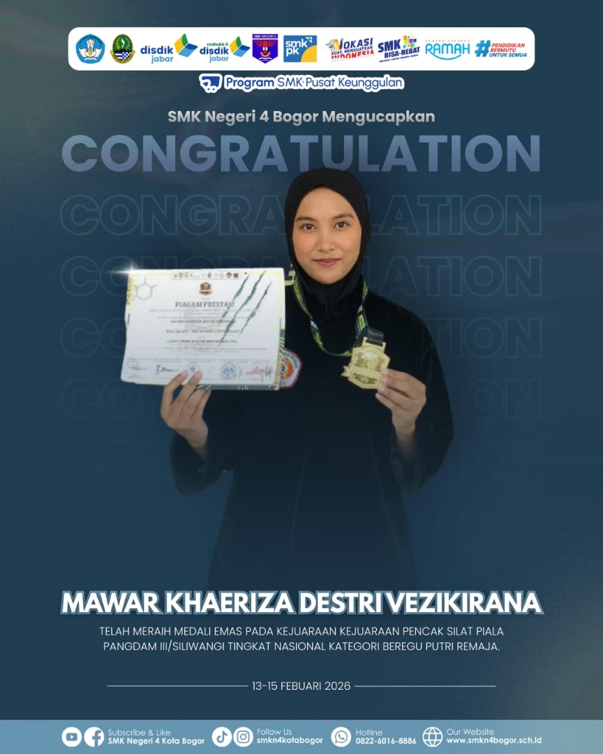 Selamat dan Sukses kepada Mawar Khaeriza Destri Vezikirana berhasil meraih Medali Emas dalam Kejuaraan Pencak Silat Piala Tingkat Nasional 2026
